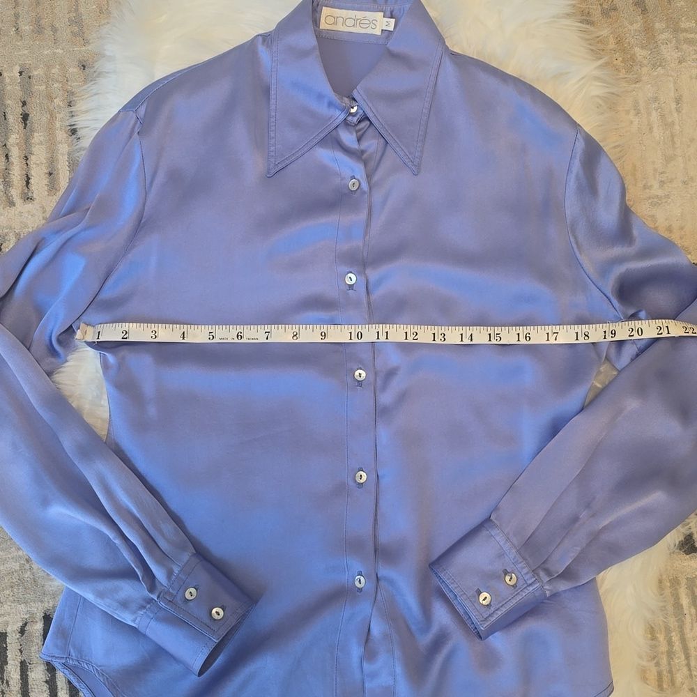 ANDRES Van Tisse Silk Blouse Size M - Picture 3 of 15